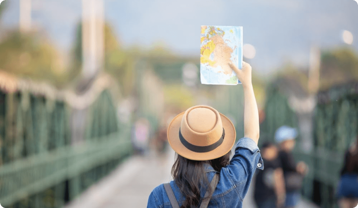 Traveler holding a map